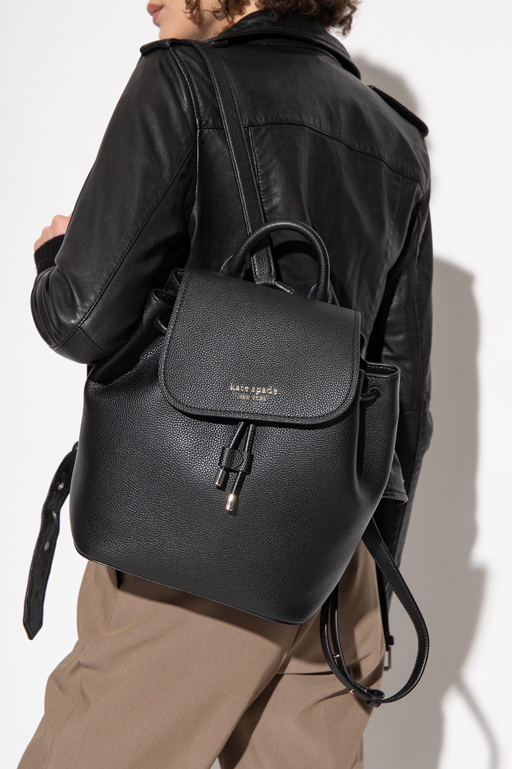 Tory burch black hot sale leather backpack